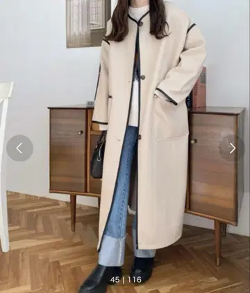 노카라 롱 코트 아이보리 M 사이즈
