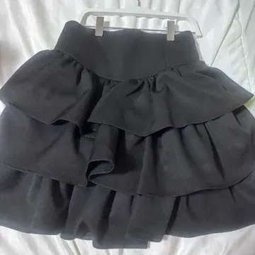 Lovilyn 라비린 -5kg 3단 프릴 미니 스커트 블랙
