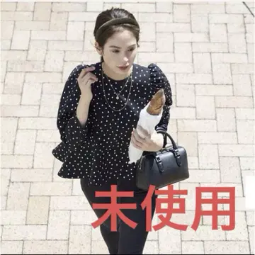쿠미쿄쿠 setsuko sagittaire 모노톤 도트 프린트 블라우스