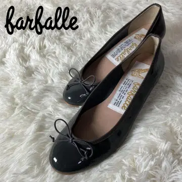 새상품급 파르팔레 발레 슈즈 에나멜 리본 플랫 23.5cm