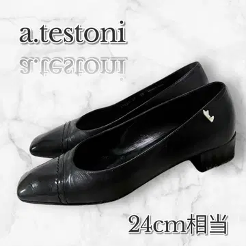 a.testoni 아테스토니 펌프스 로우 힐 24cm 블랙 포멀