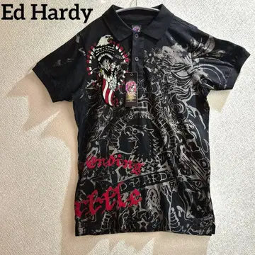 새상품 Ed Hardy 피케 셔츠 독수리 사자 SIZE S 블랙 컬러