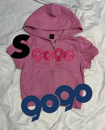 9090 girl OG 로고 글리터 지퍼 후드 티셔츠