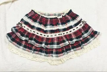 레어 LIZLISA 체크 치마바지 프릴 미니 스커트, 리본