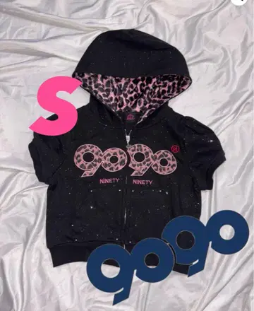 9090 girl OG 로고 글리터 지퍼 후드 티셔츠