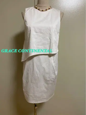 GRACE CONTINENTAL 화이트 슬리브리스 원피스