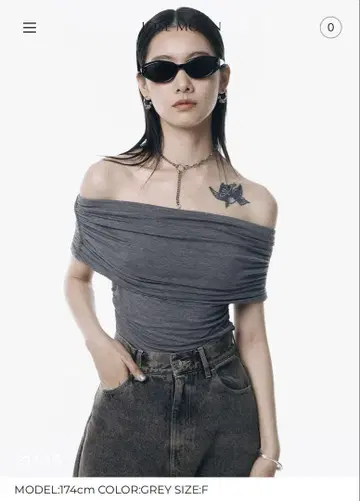 josemoon GATHER OFF SHOULDER TOPS 그레이