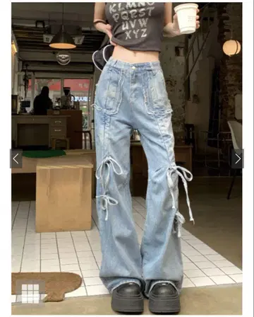 프린지 리본 세미 플레어 팬츠