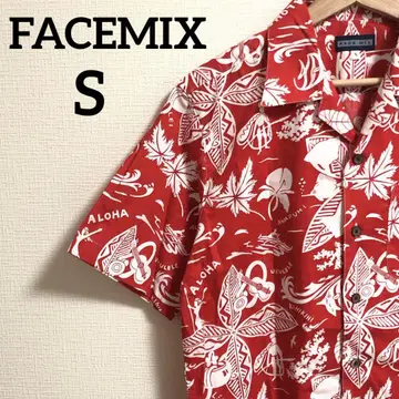 FACEMIX (페이스 믹스) 알로하 셔츠 빨간색 S 사이즈 바다 남성용