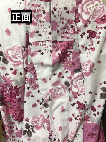 졸업식 기모노 핑크 꽃무늬