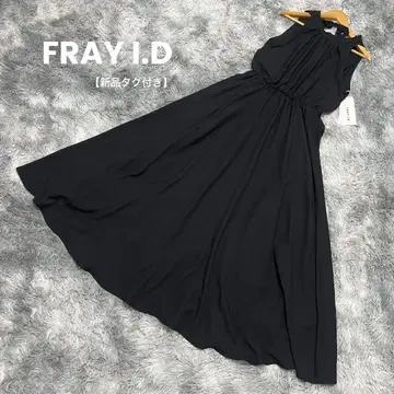 [택 포함 새상품] FRAY I.D 아메스리 새틴 개더 원피스 블랙