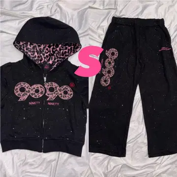 9090 girl OG 로고 지퍼 후드 팬츠