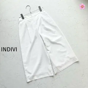INDIVI 크롭 팬츠 와이드 화이트 오피스 깔끔한