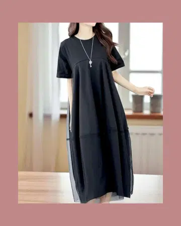 미사용 새상품! 튤 레이어드 코쿤 원피스 L~XL
