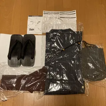 남성용 L 유카타, 오비, 복조리, 일본 나막신 세트