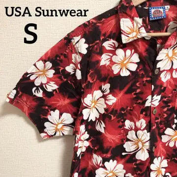 USA Sunwear 알로하 셔츠 빨간색 S 남성용