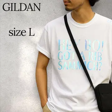 GILDAN 티셔츠 오로라 로고 화이트 L 사이즈 여름