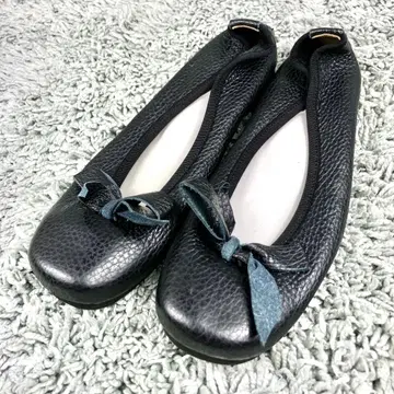 미사용 럼블 댄스 가죽 플랫 발레 슈즈 리본 가죽 천연 가죽 23