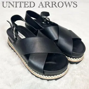 UNITED ARROWS 크로스 백 벨트 샌들 스터드 블랙