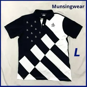 Munsingwear 펭귄 패턴 반팔 피케 셔츠 L 사이즈 새상품급