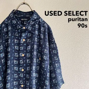 구제 의류 90년대 "puritan" 디자인 S/S 셔츠 (네이비)