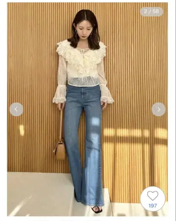 택 포함 새상품 SNIDEL ORGANICS 부츠 컷 데님
