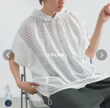 LUPILIEN 보더 패브릭 후드 부착 풀오버 나츄란