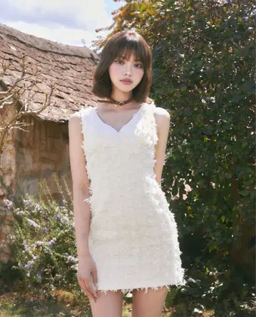 다리치 트위드 프린지 미니 원피스 IVO