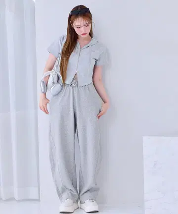 미사용 비품 NICE CLAUP 맨투맨 커브 팬츠 그레이