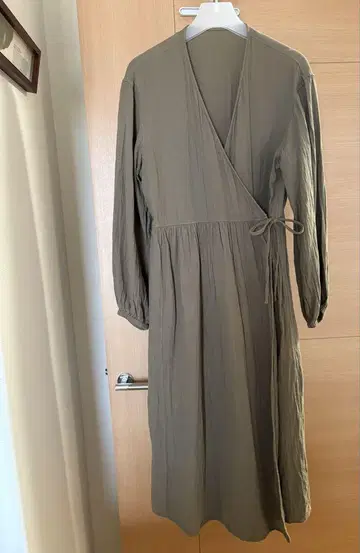 MUJI 무인양품 부드러운 거즈 롱 가디건 올리브