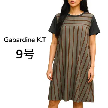 Gabardine K.T 반팔 원피스 M 바이컬러 9 일본제 레이온