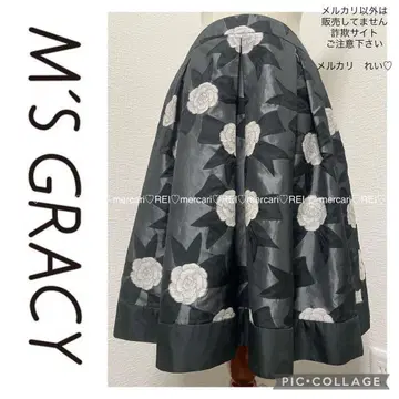 m's GRACY 엠즈 그레이시 까멜리아 리본 스커트 블랙 M