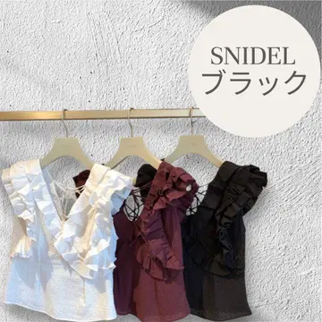 SNIDEL / 스나이델 코튼 펀칭 블라우스 슬리브리스 블랙
