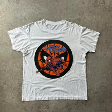 80s 스파이더맨 티셔츠 USA제 화이트 XL 상당 스파이더 웹