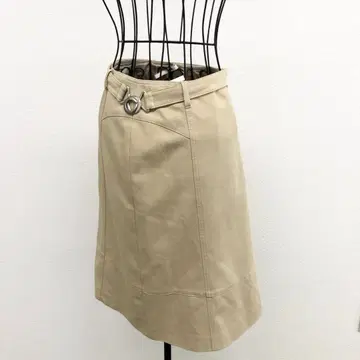 폴 스튜어트 스커트 베이지 벨트 심플 캐주얼 면 혼방