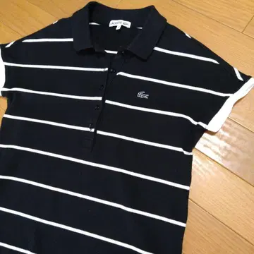 라코스테 LACOSTE 자수 로고 보더 폴로 셔츠 여성용 38