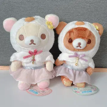 리락쿠마 봉제 인형 스완과 골드 컬러 꽃
