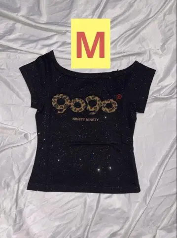 9090 OG 로고 오프 숄더 글리터 티셔츠 S