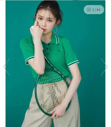 'LACOSTE for SNIDEL' 그린 피케 셔츠