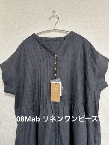 택 포함 새상품 08Mab 에코로코 콜라보 핀턱 린넨 원피스 M~L