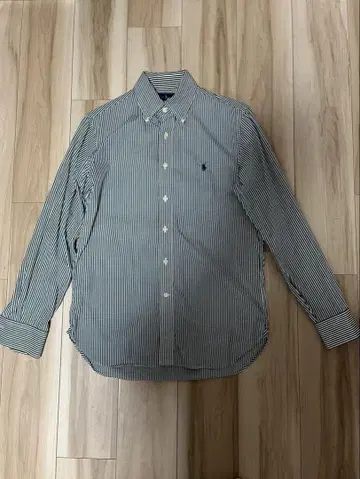 Ralph Lauren 그린 스트라이프 셔츠 14 1/2