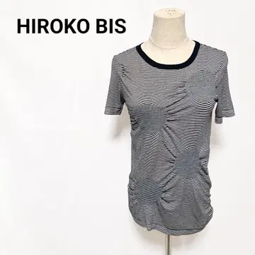 HIROKO BIS 히로코비스 고급 실크 혼방 보더 무늬 상의 9호