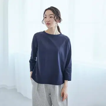 새상품 나카가와 마사시치 상점 공방사 래글런 와이드 풀오버 네이비 티셔츠