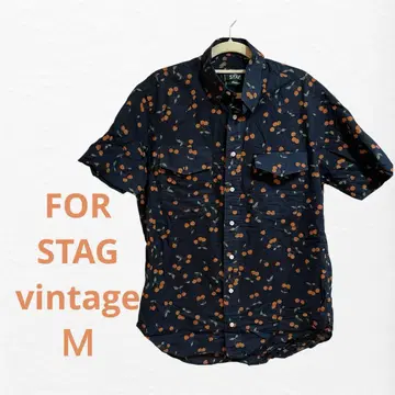 STAG 체리 패턴 반팔 셔츠 네이비 M