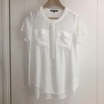 새상품급 띠어리 쉬폰 셔츠 반팔 포켓 S