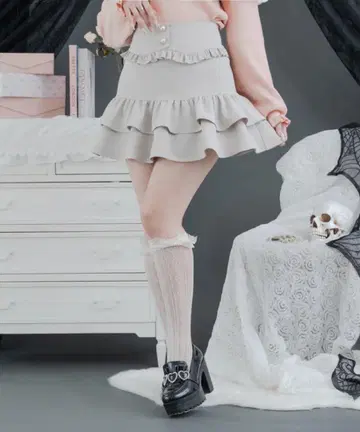 Palelfy 하이 웨스트 프릴 스커트