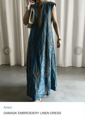 아메리빈티지 DAMASK EMBROIDERY LINEN DRESS