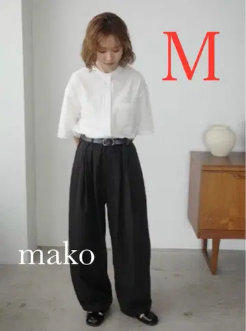 시마무라 mir..mako 와이드 벌룬 팬츠 중 블랙 사이즈 M