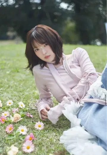 안데퀼 리본 소매 톱 핑크