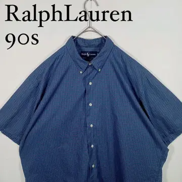 Ralph Lauren 90s 체크 무늬 반팔 버튼 다운 셔츠 박스